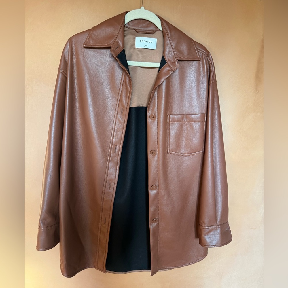 Babaton vegan leather oversized overshirt